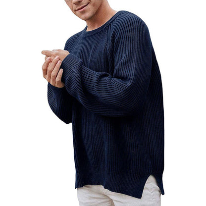 Herren Strickpullover Bequem Lässig Rippenmuster