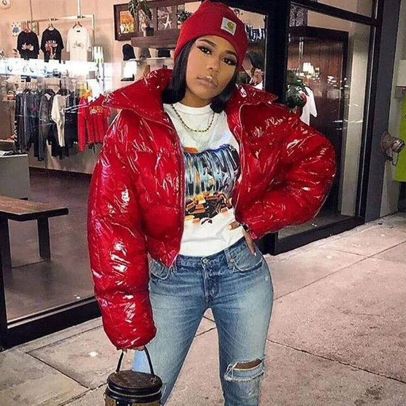 Warme Winterjacke Damen Lint Verzierungen