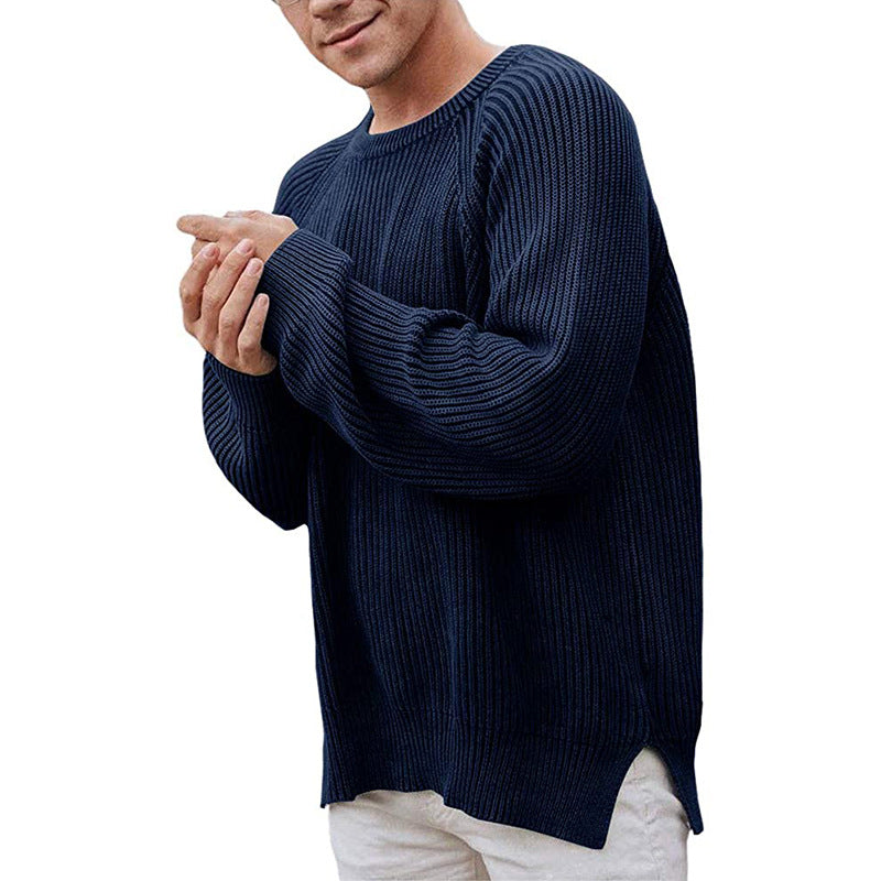 Herren Strickpullover Bequem Lässig Rippenmuster