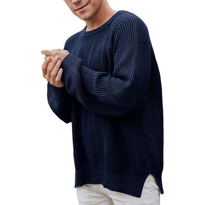 Herren Strickpullover Bequem Lässig Rippenmuster