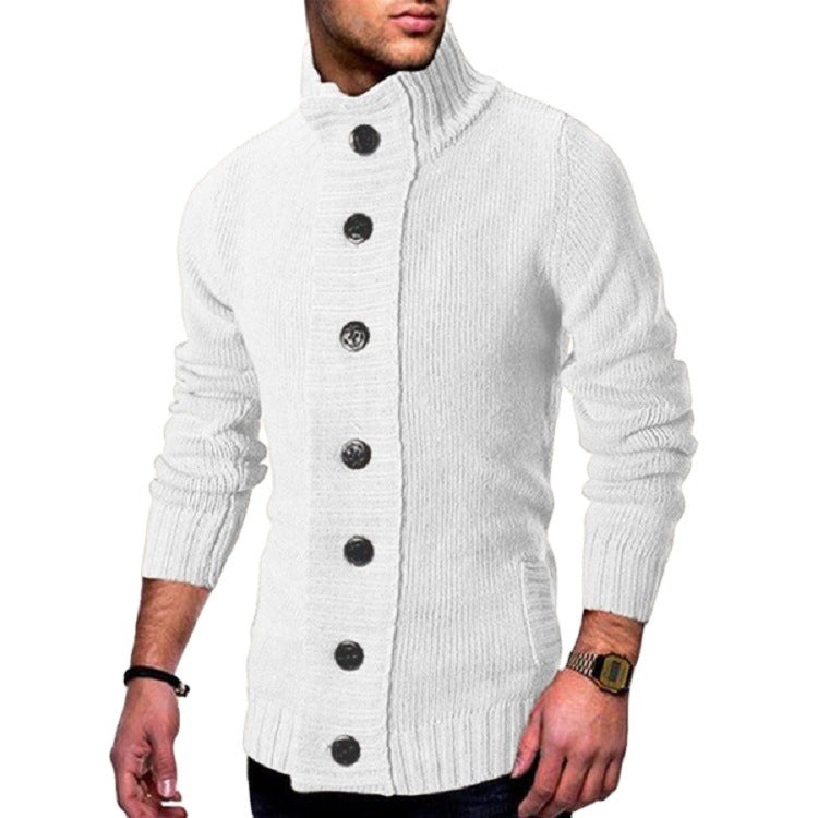Herren Strickjacke Hochkragen Modern mit Knopfdesign