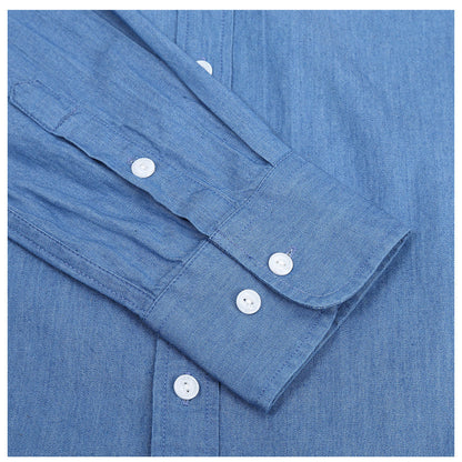 Herren Langarmhemd Denim Blau Modern