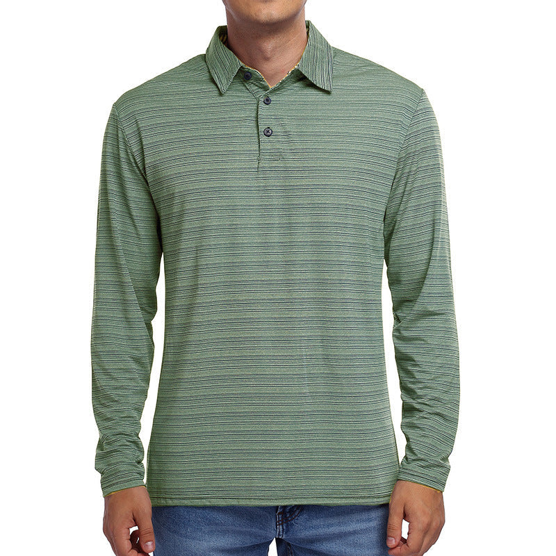 Herren Polo-Shirt Langarm Streifenmuster Elegant