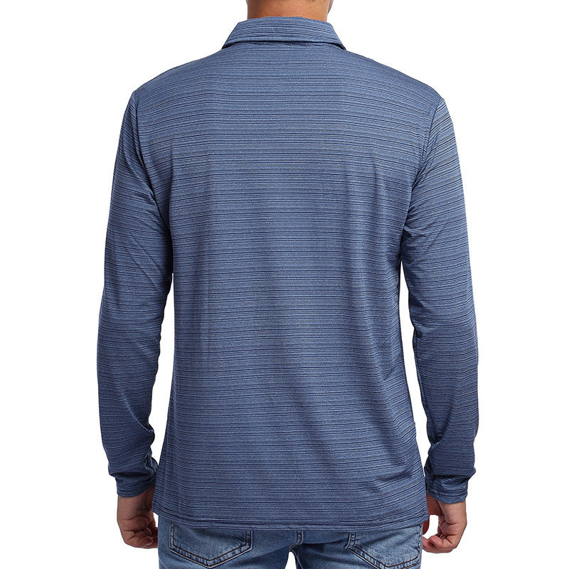 Herren Polo-Shirt Langarm Streifenmuster Elegant