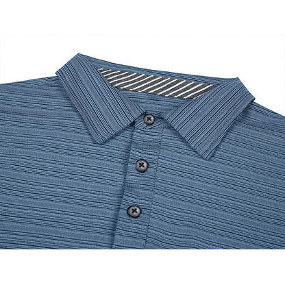 Herren Polo-Shirt Langarm Streifenmuster Elegant