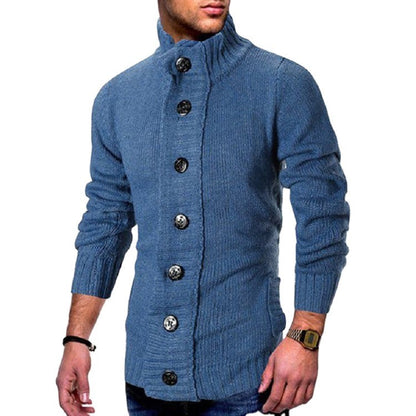 Herren Strickjacke Hochkragen Modern mit Knopfdesign