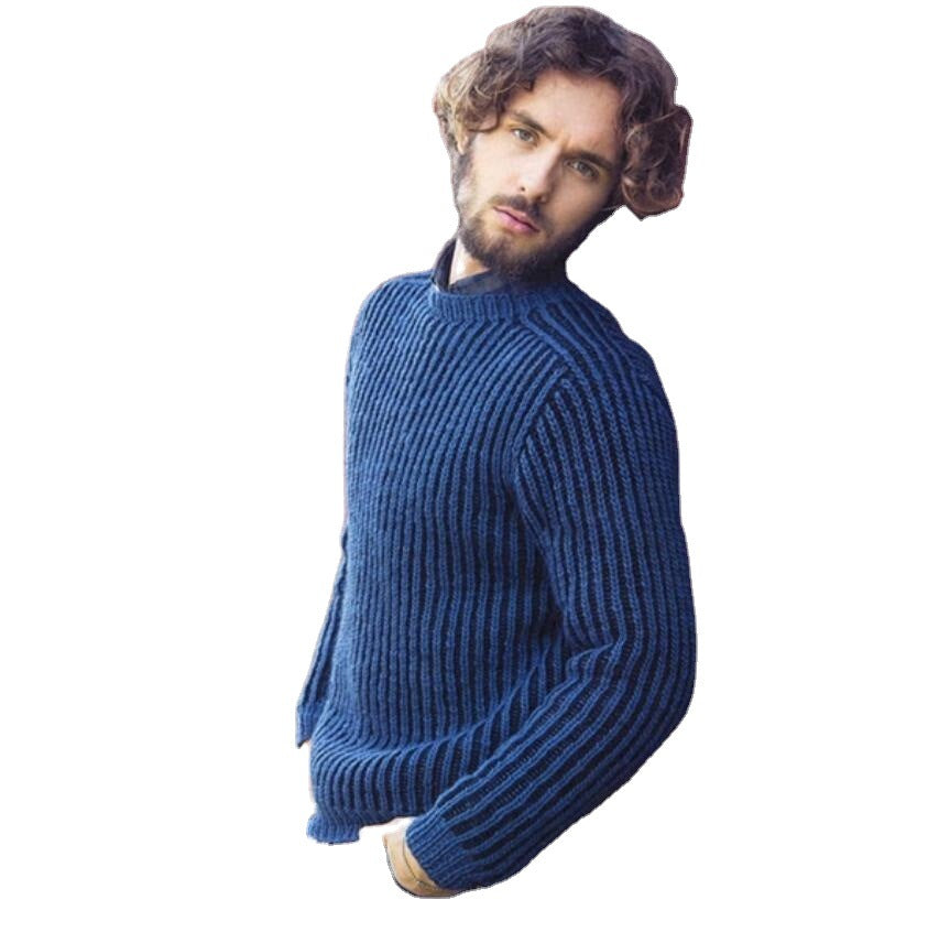 Herren Pullover Rippstrick Lässig Rundhals