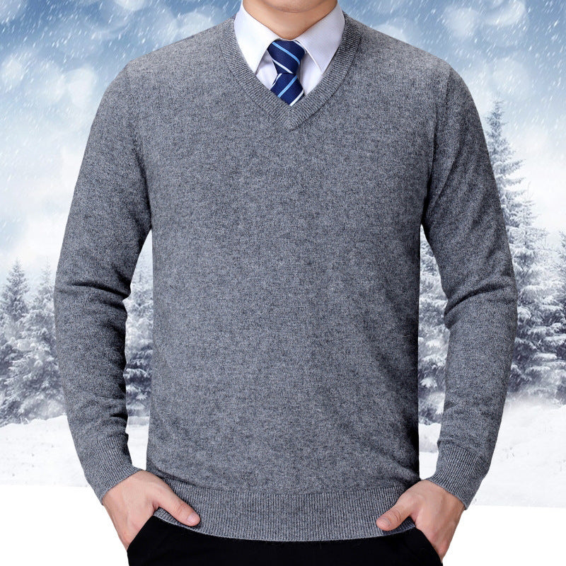 Herren Strickpullover V-Ausschnitt Weich Baumwolle
