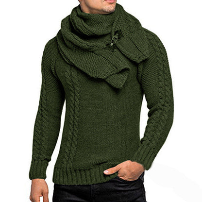 Grobstrick Pullover Herren mit Schal Warm Bequem