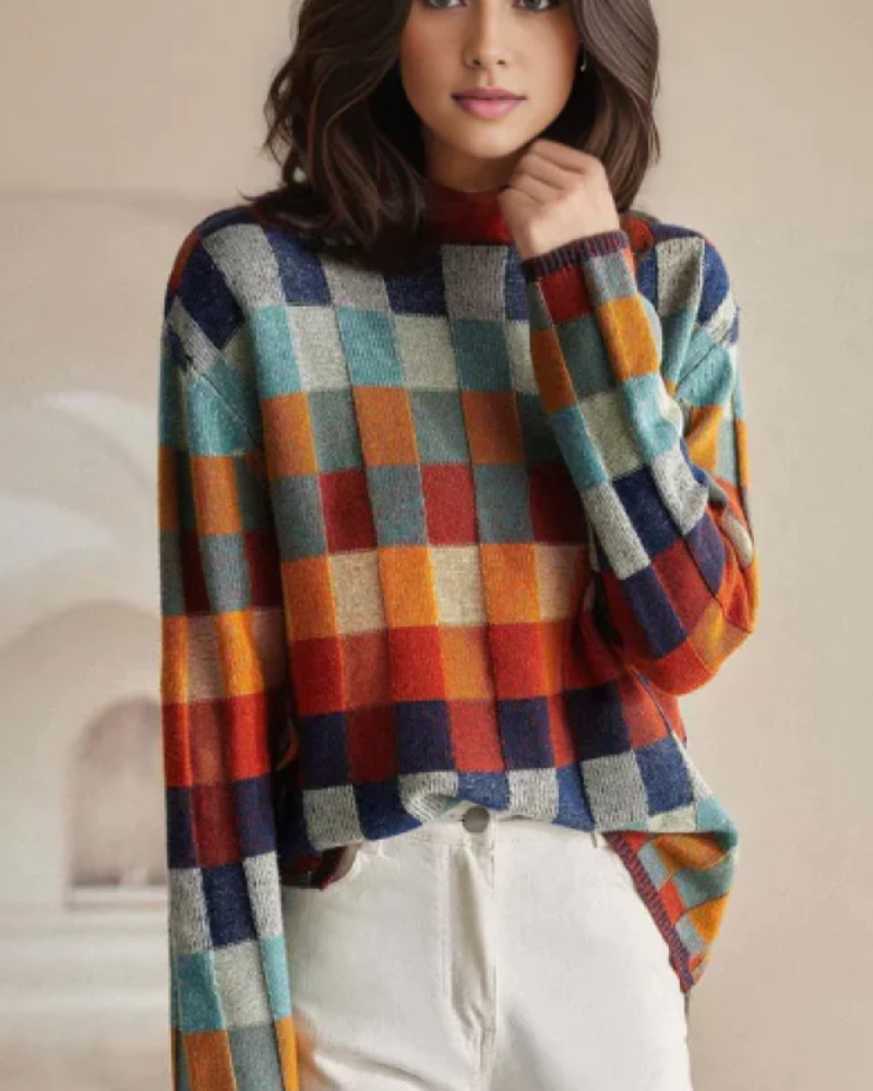 Kaschmir Rollkragenpullover Luxus Patchwork Warm