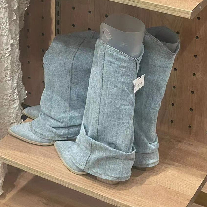 Damen Stiefel Winterfest Denim Boots Schnee - BerlinGlamour