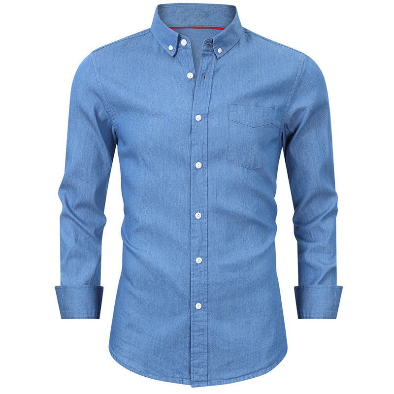 Herren Langarmhemd Denim Blau Modern - BerlinGlamour