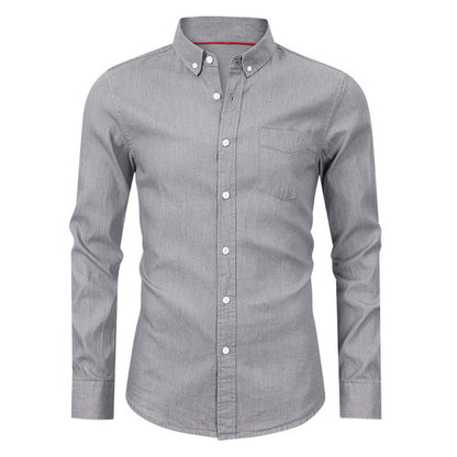 Herren Langarmhemd Denim Blau Modern