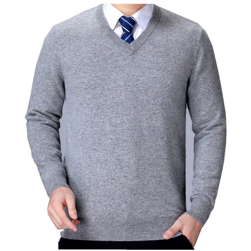 Herren Strickpullover V-Ausschnitt Weich Baumwolle
