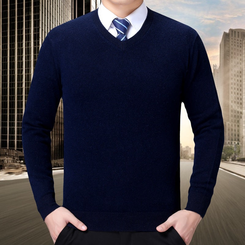 Herren Strickpullover V-Ausschnitt Weich Baumwolle