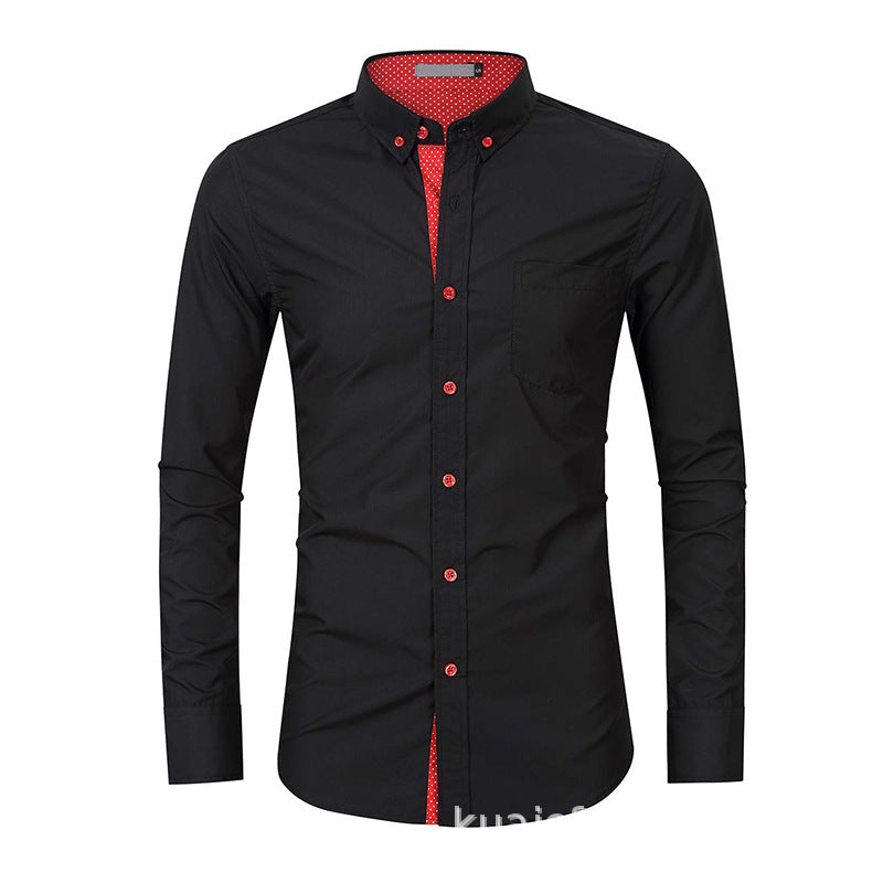 Herren Langarmhemd Elegant mit Kontrastmanschetten Modern