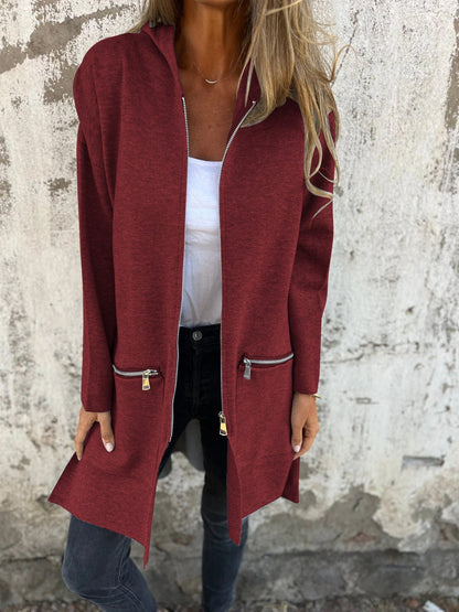 Damen Langarmjacke Lässig Reißverschluss Modern