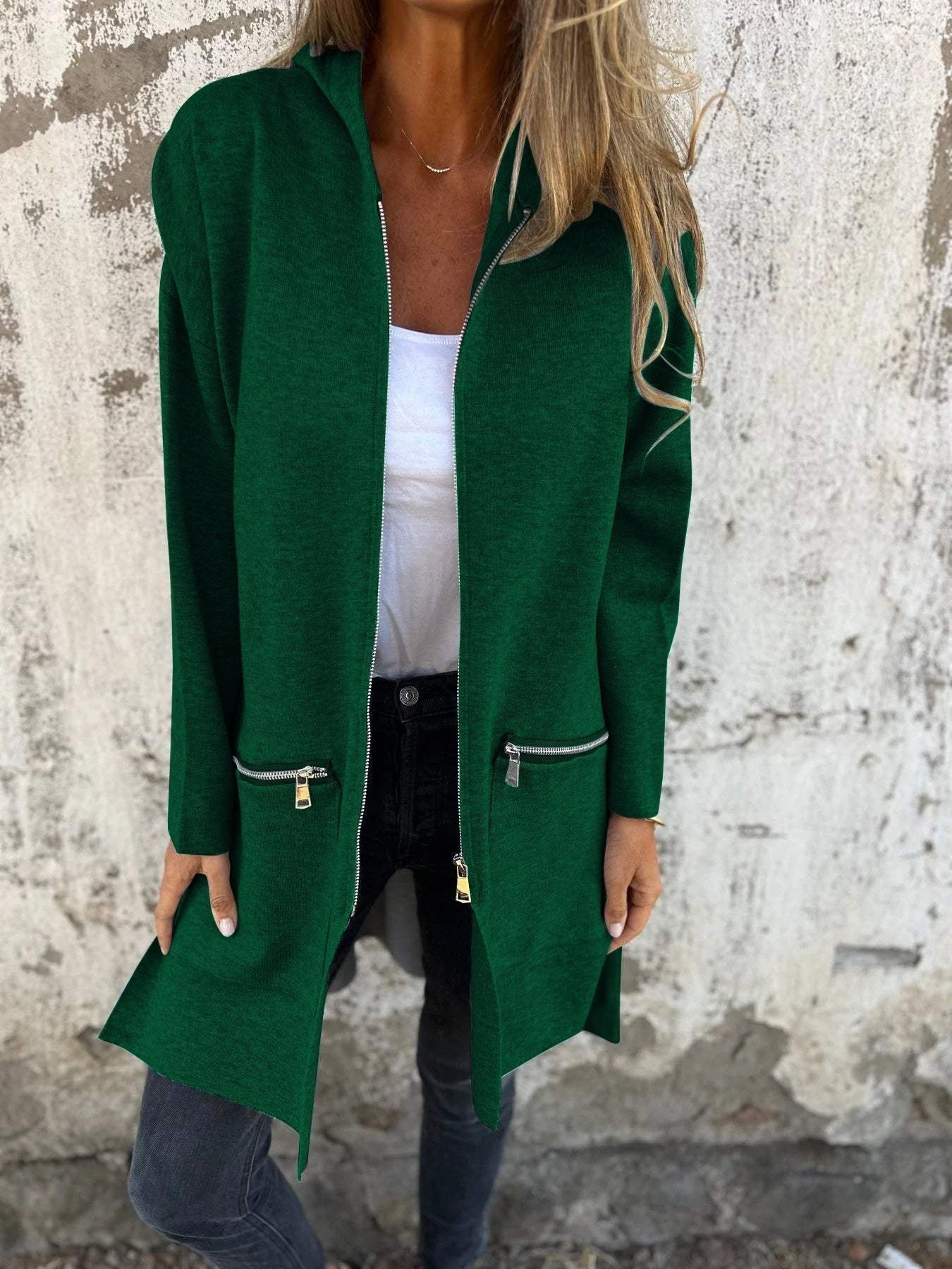 Damen Langarmjacke Lässig Reißverschluss Modern