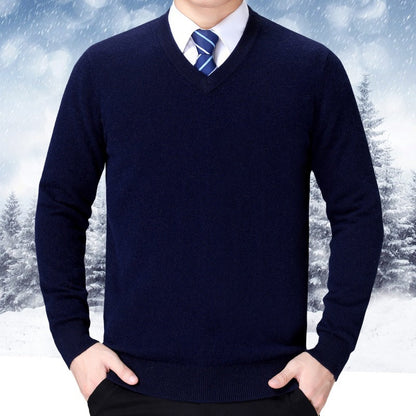 Herren Strickpullover V-Ausschnitt Weich Baumwolle