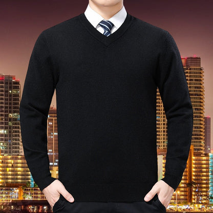 Herren Strickpullover V-Ausschnitt Weich Baumwolle