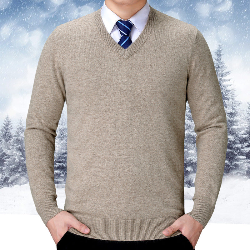 Herren Strickpullover V-Ausschnitt Weich Baumwolle