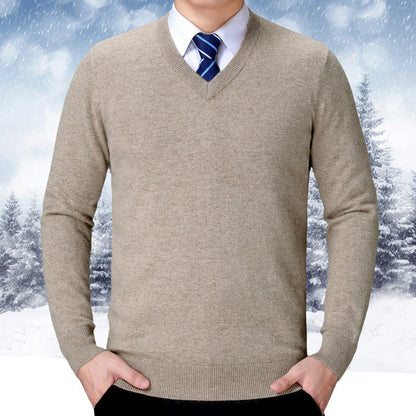 Herren Strickpullover V-Ausschnitt Weich Baumwolle