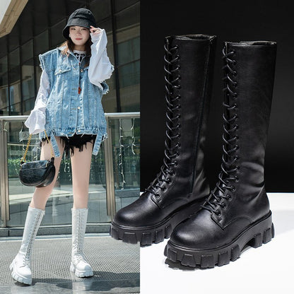 Damen Stiefel Hoch Schnürstiefel Robust Winter - BerlinGlamour