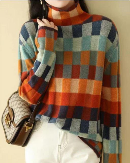 Kaschmir Rollkragenpullover Luxus Patchwork Warm
