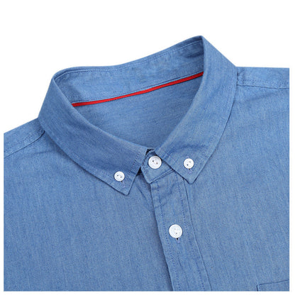 Herren Langarmhemd Denim Blau Modern
