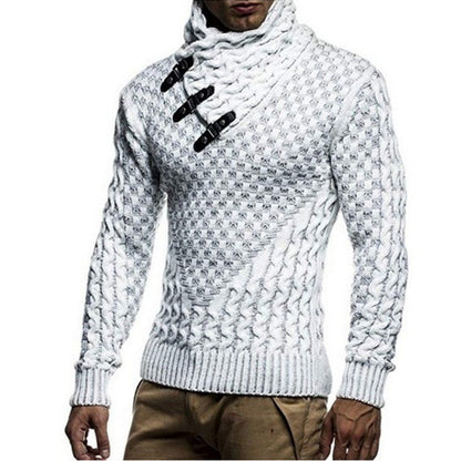 Herren Pullover Strick Modern Hochkragen Muster - BerlinGlamour
