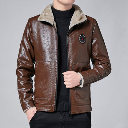 Herren Lederjacke Echtes Leder Optik Schwarz Modern