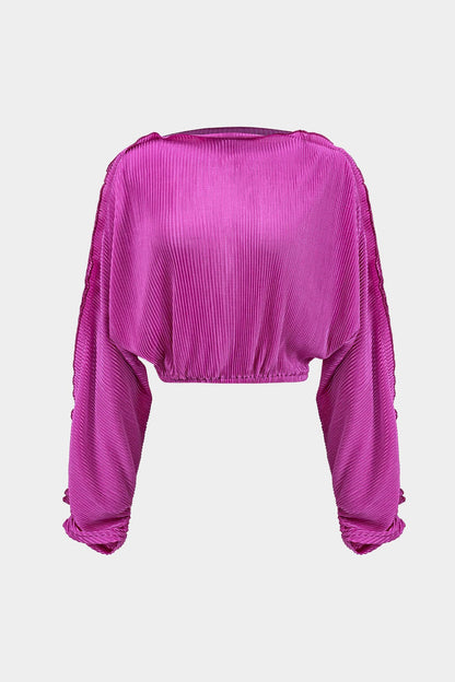 Elegantes Zweiteiler Set Crop Top Weite Hose Frauen