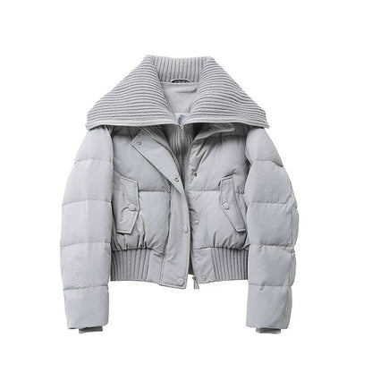 Graue gesteppte Damenjacke mit Oversized-Fit