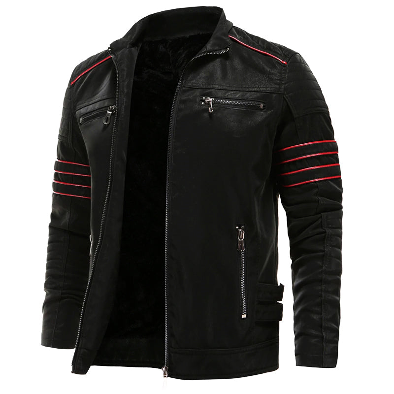 Lederjacke Herren Biker Style Schwarz - BerlinGlamour