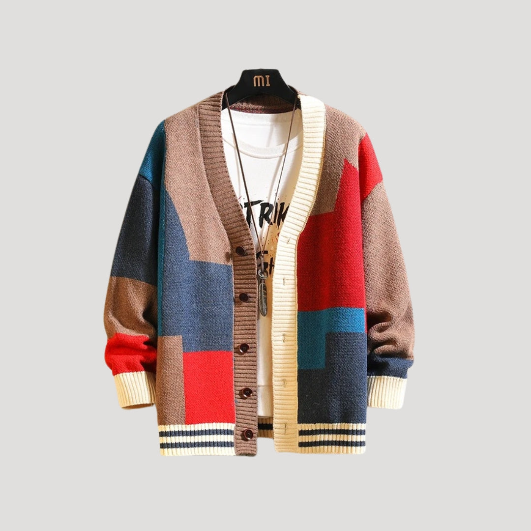 Damen Cardigan Strick Frühlingslook Colorblock Knöpfe