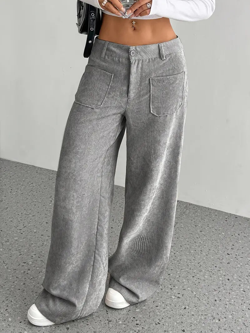 Damenhose Weite Bein Cordhose Frauen Trend