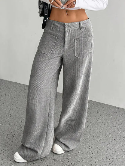 Damenhose Weite Bein Cordhose Frauen Trend
