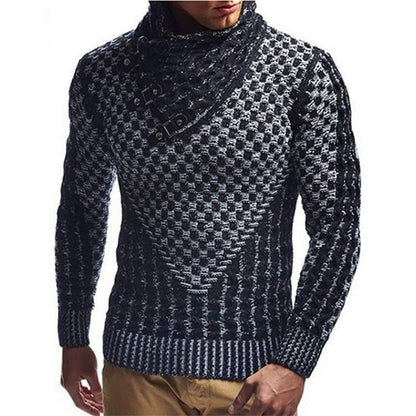 Herren Pullover Strick Modern Hochkragen Muster