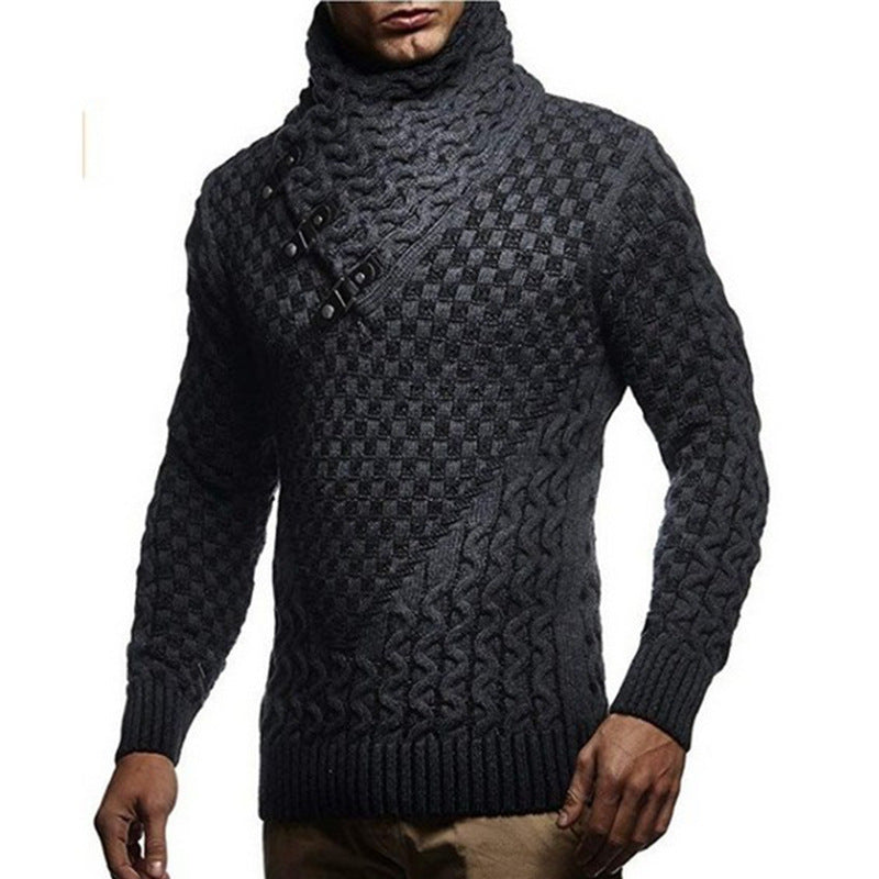 Herren Pullover Strick Modern Hochkragen Muster
