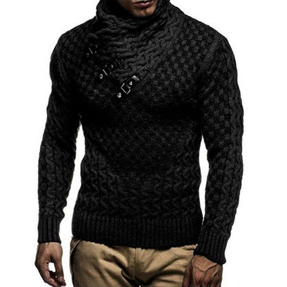Herren Pullover Strick Modern Hochkragen Muster