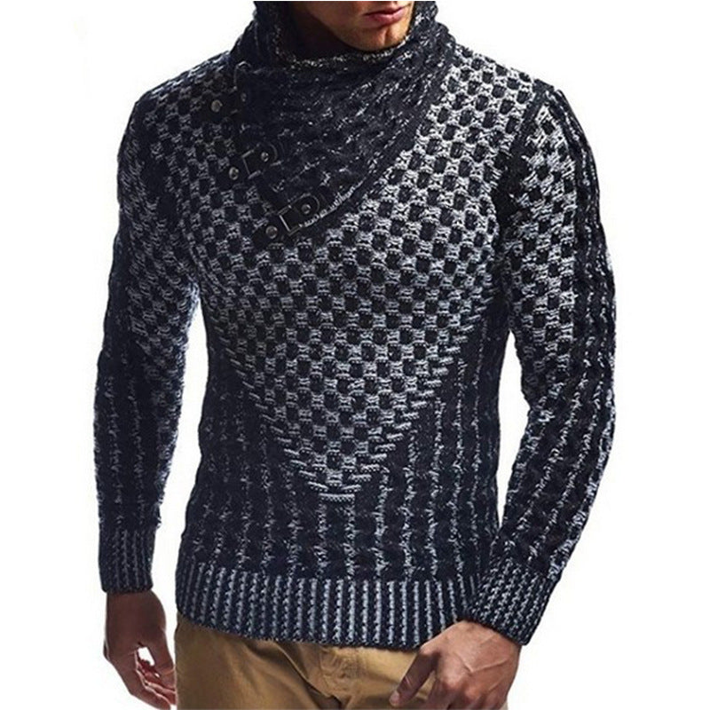 Herren Pullover Strick Modern Hochkragen Muster