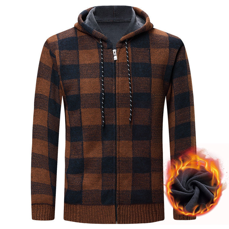 Herren Kapuzenjacke Warm Isoliert Karomuster Modern