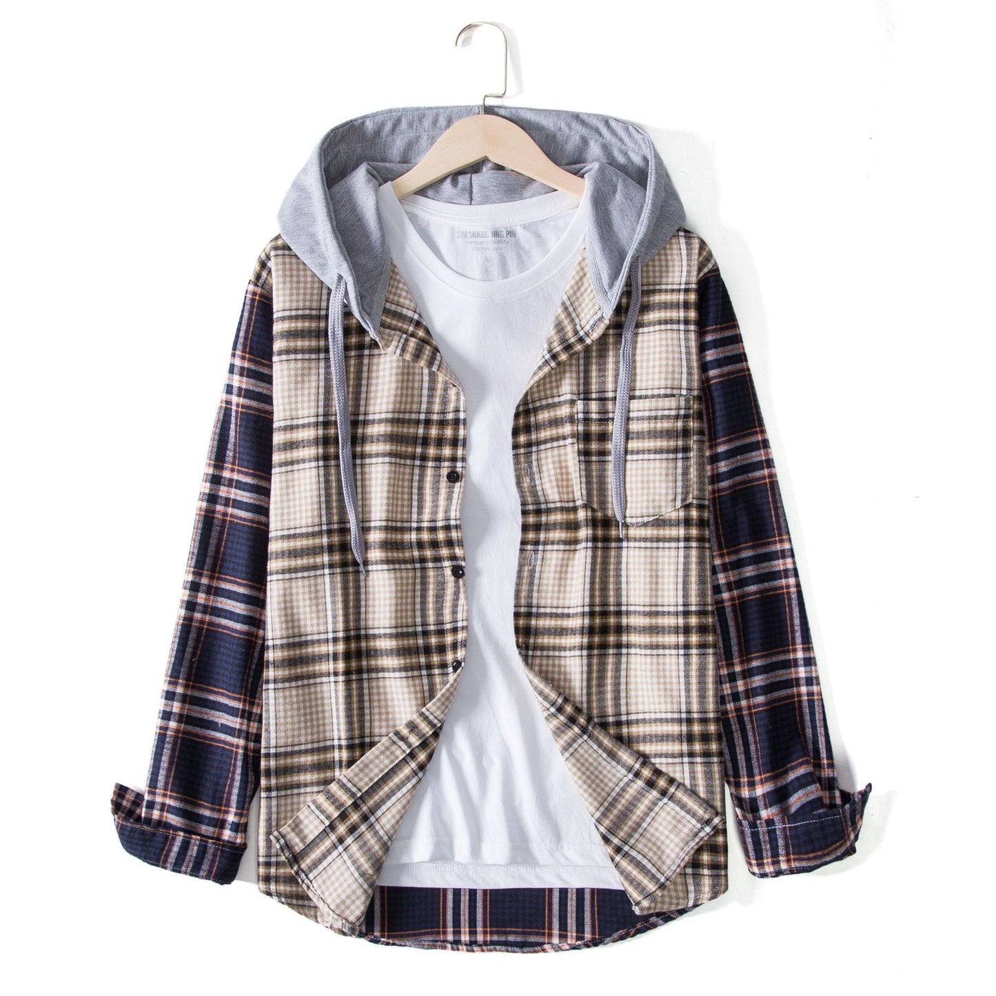 Herren Karohemdjacke Bequem Kapuze Modern - BerlinGlamour