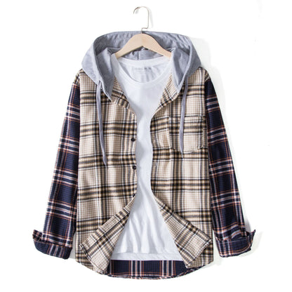 Herren Karohemdjacke Bequem Kapuze Modern - BerlinGlamour