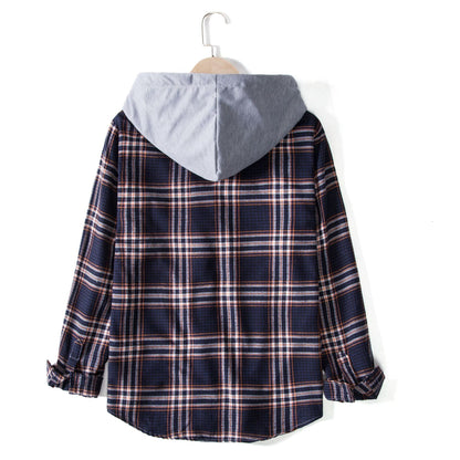 Herren Karohemdjacke Bequem Kapuze Modern