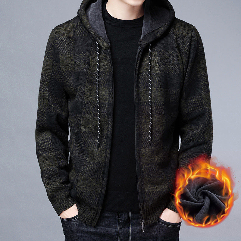 Herren Kapuzenjacke Warm Isoliert Karomuster Modern