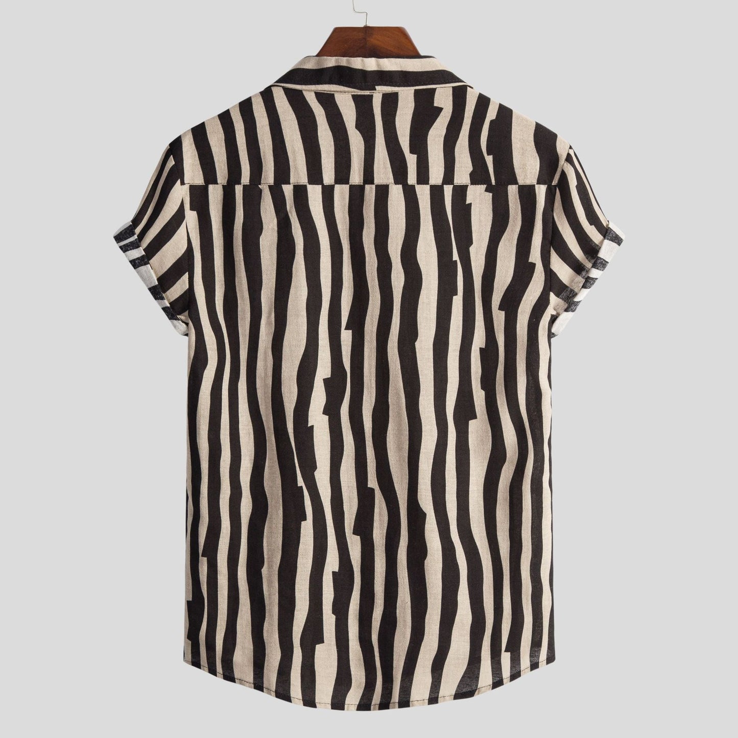 Herren Kurzarmhemd Streifenmuster Modern Slim Fit