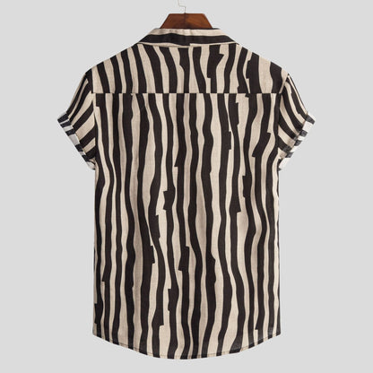Herren Kurzarmhemd Streifenmuster Modern Slim Fit