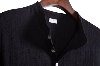 Herren Kurzarmhemd Henley Style Modern Strukturiert