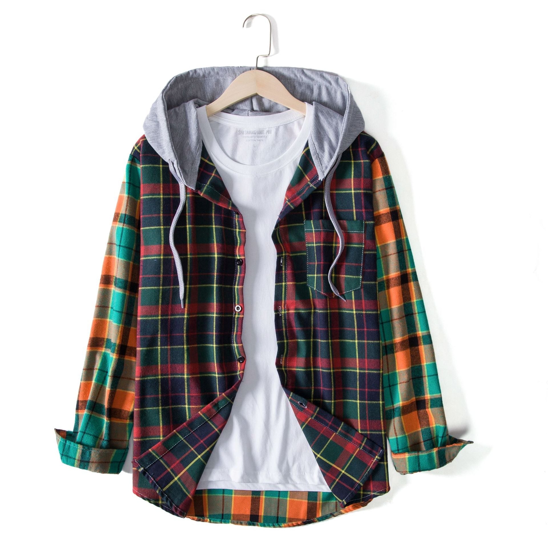 Herren Jacke Karo mit Kapuze Modern Casual - BerlinGlamour